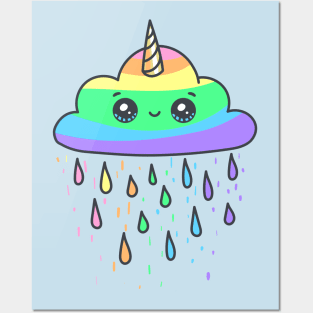 Unicorn Cloud Rainbow Posters and Art